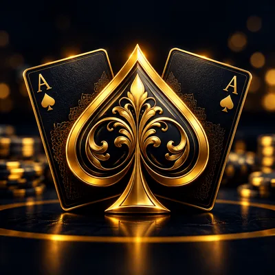 Gold spade emblem and royal flush cards for online poker ID