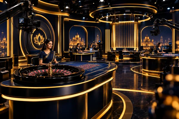 Evolution Gaming style multi-camera European live roulette and baccarat studio